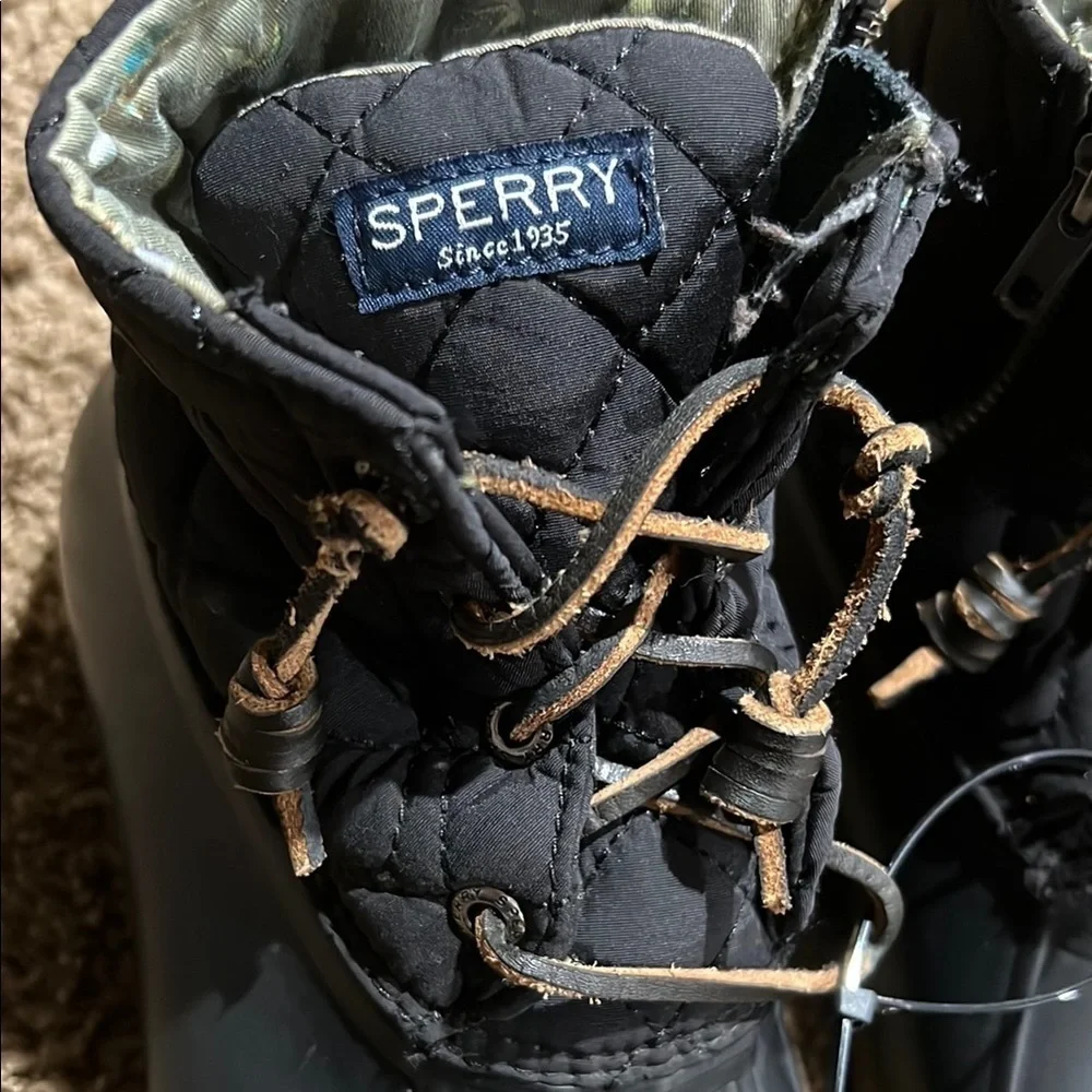 Sperry Black Ankle Boots with Lace-up Design and Waterproof Features